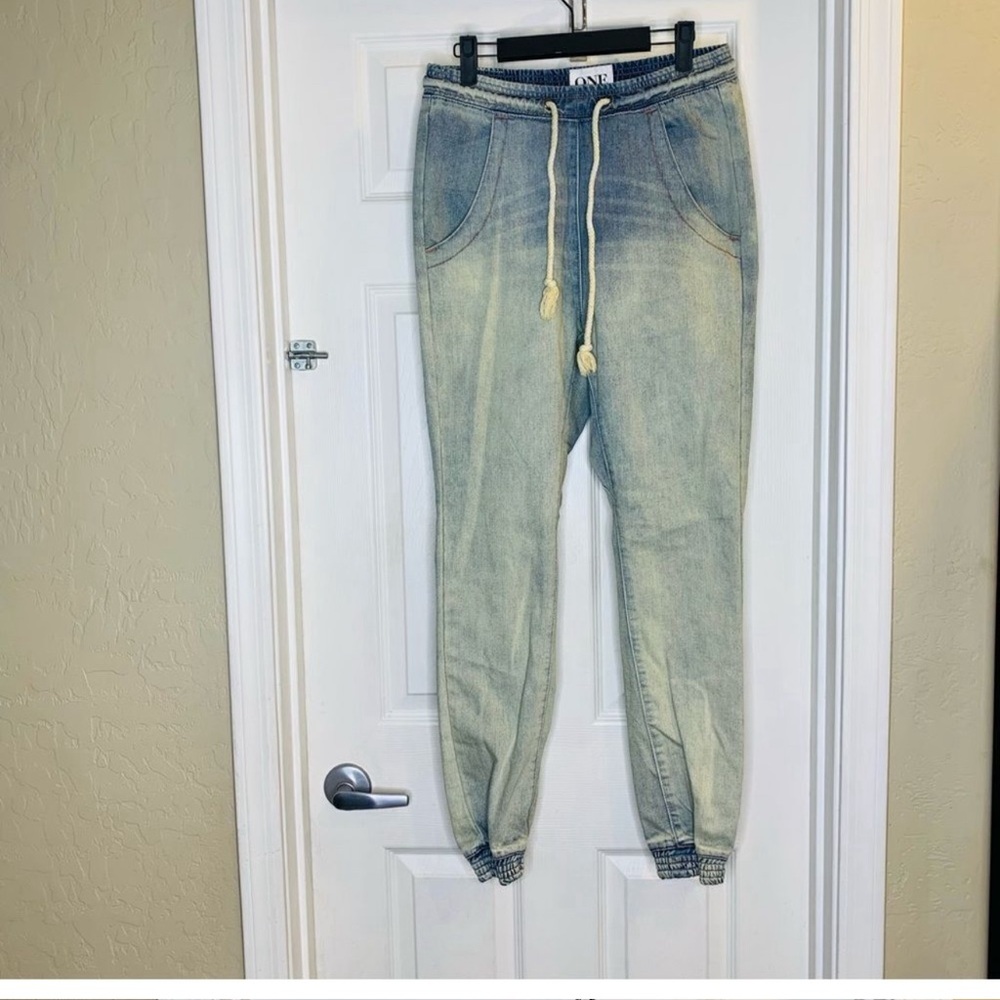 One Teaspoon Super Trackies Denim Jogger Pants Size Small